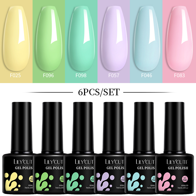 6PCs Gel Nail Polish Set Spring Macaron Vernis Semi Permanen-图2