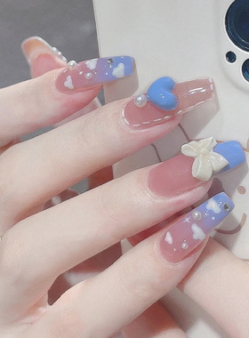 24pcs Wearable Pink Press On Fake Nails Tips With Glue false