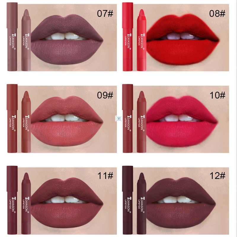 12 Colors Velvet Matte Lipsticks Pencil Waterproof Long-图0