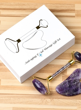 Amethyst Roller Facial Massager Natural Jade Quartz Scraper