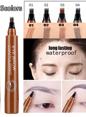 4 Head Fork Tip Eyebrow Tattoo Pen Liquid Brow Enhancer Dye