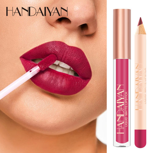 HANDAIYAN Double Head Matte Lip Gloss Lip Tint Liner唇彩唇线 - 图1