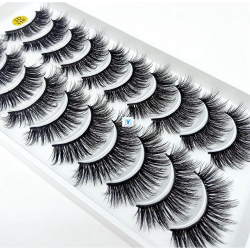 NEW 3/5/10 pairs 100% Real Mink Eyelashes 3D Natural False - 图0
