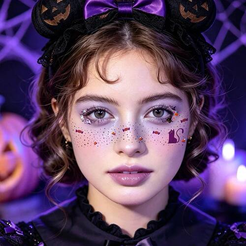 Halloween Bat Face Tattoo Stickers 12sheets/set Waterproof D - 图2