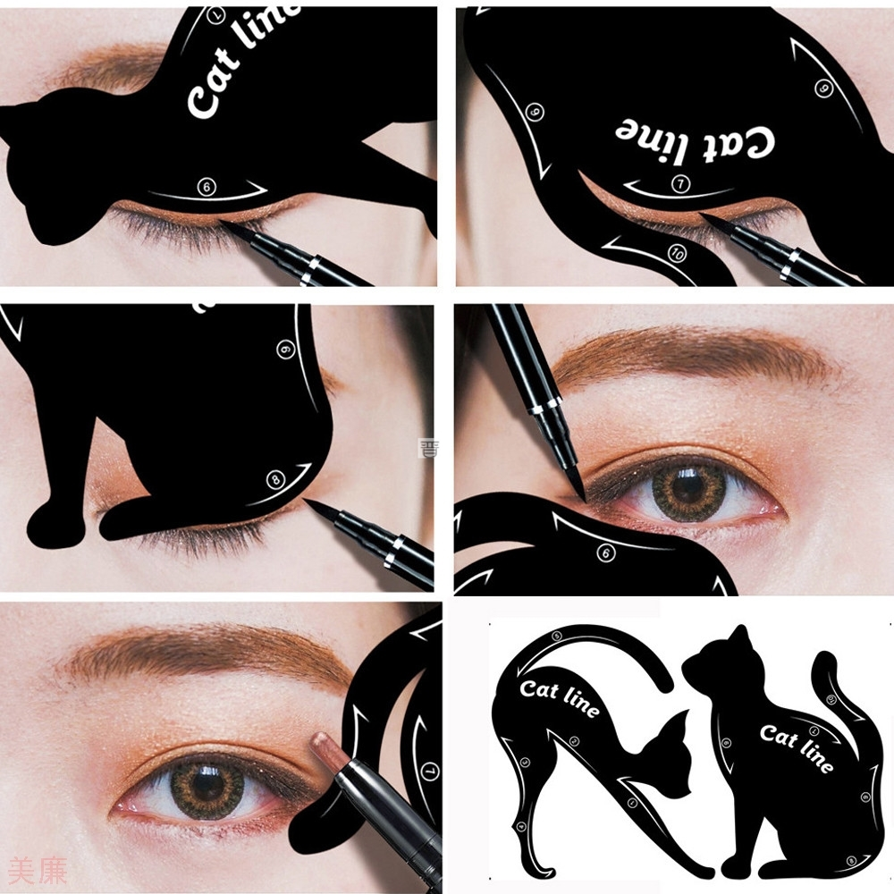 3pcs New Beauty Cat Line Temple Catline Eyeliner Pattern-图0