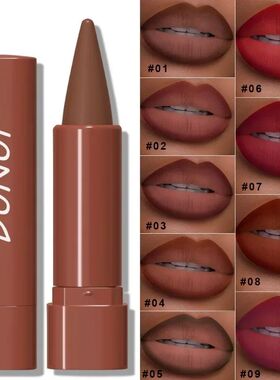 Matte Lipstick Pen Gradient Lip Liner Red Brown Velvet Lipst