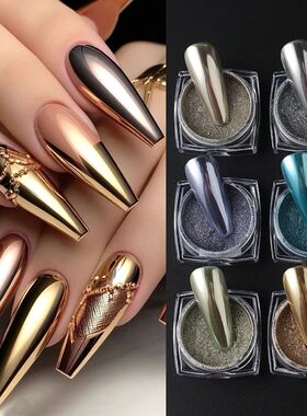 6/12pcs Gold Silver Rose Chrome Nail Powder Luxury Metallic