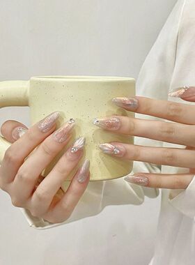 Handmade Press on Nails Blue Aurora Mermaid Fake Nail Patche