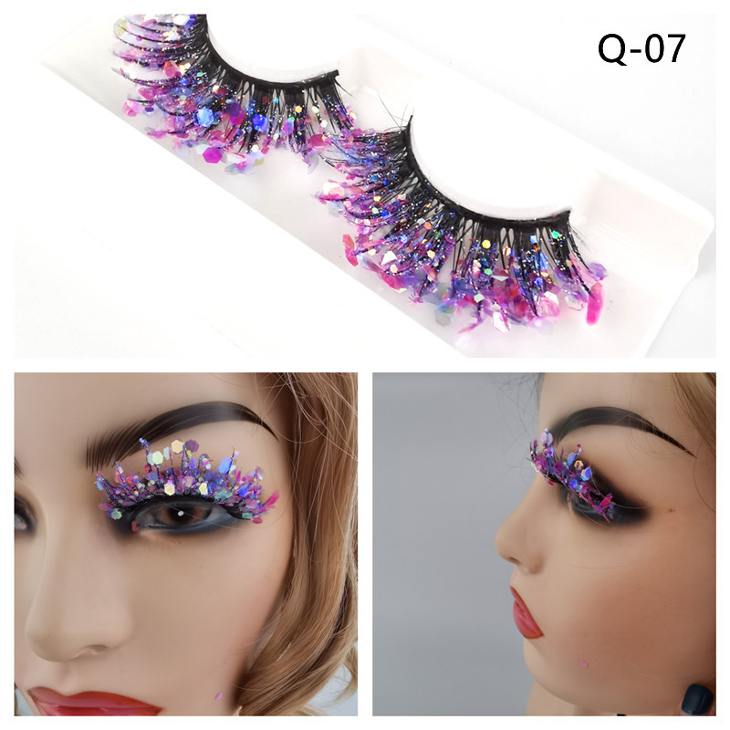 Color luminous 3D false eyelashes natural nude makeup stage - 图3