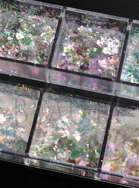 12 Grids Iridescent Nail Aurora Glitter Crystal Fire Flakes