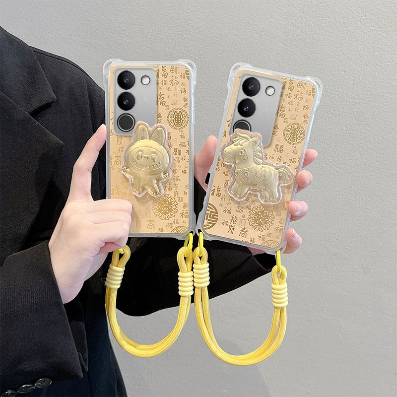 新年发财适用vivoS17pro手机壳S17t情侣S17潮V2284A少女立体保护套发财小新卡通可爱马年浮雕金泊四角挂绳,淘宝优惠券,粉丝福利购,淘宝优惠卷