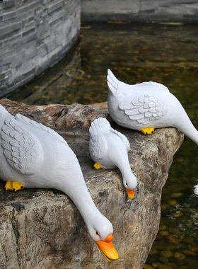 仿真鸭子树脂白鹅花园造景摆件