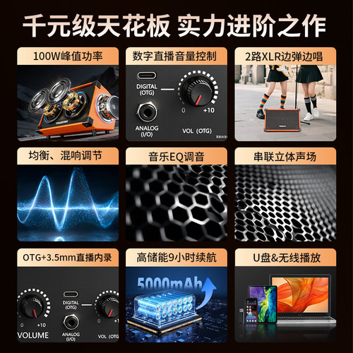 得胜OPS-25PRO户外音响街头演出吉他弹唱K歌无线蓝牙直播专用音箱 - 图1