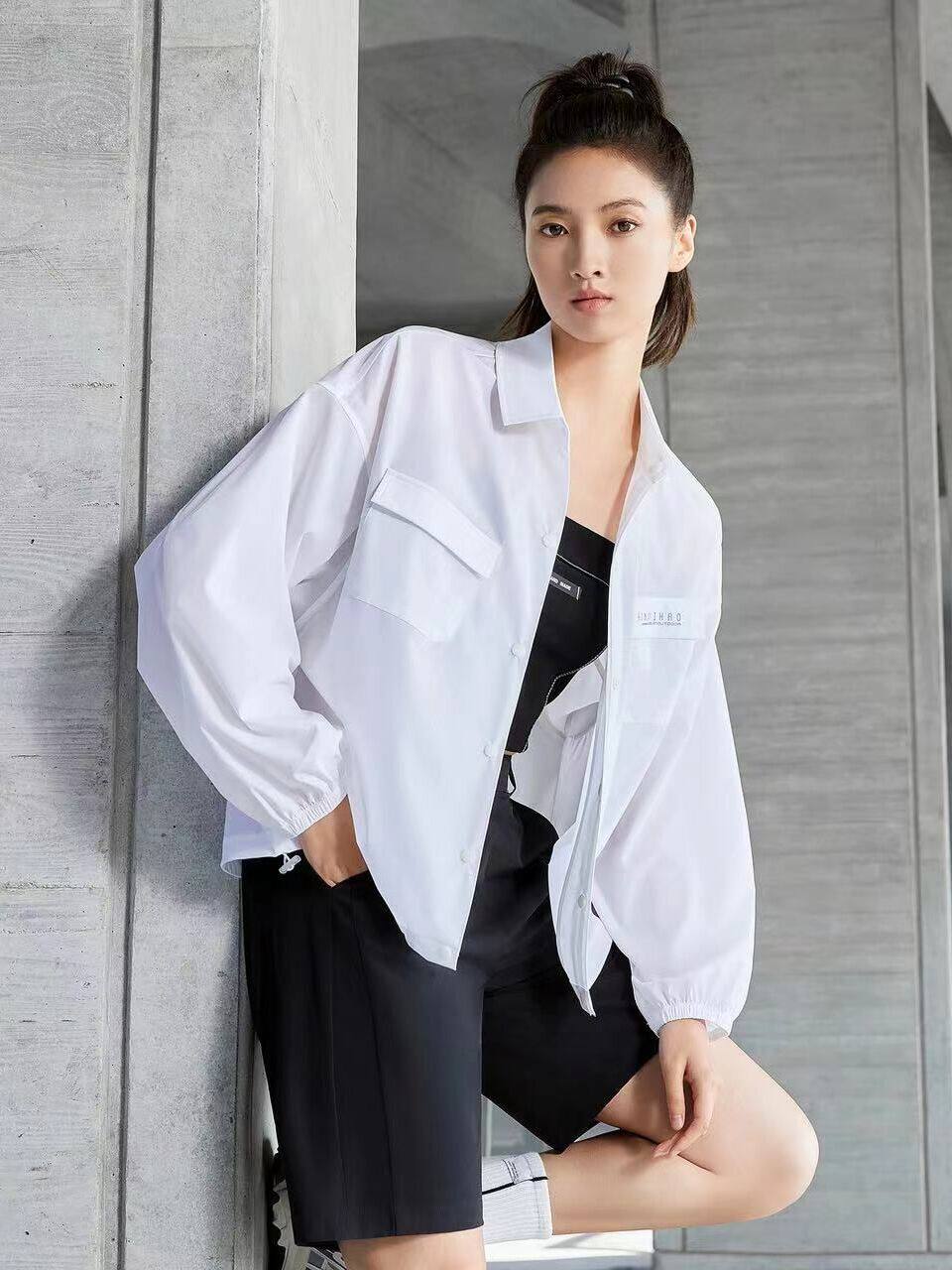 红一号爆冰衬衫外套2024春夏新款薄款女小个子凉感速干上衣H68003