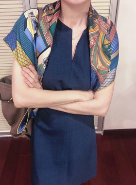 春秋冬季手工卷边欧美女丝绸