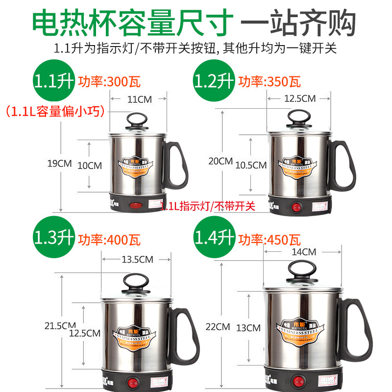 不锈钢电热杯电煮杯煮面杯烧水杯迷你煮粥杯旅 - 图1