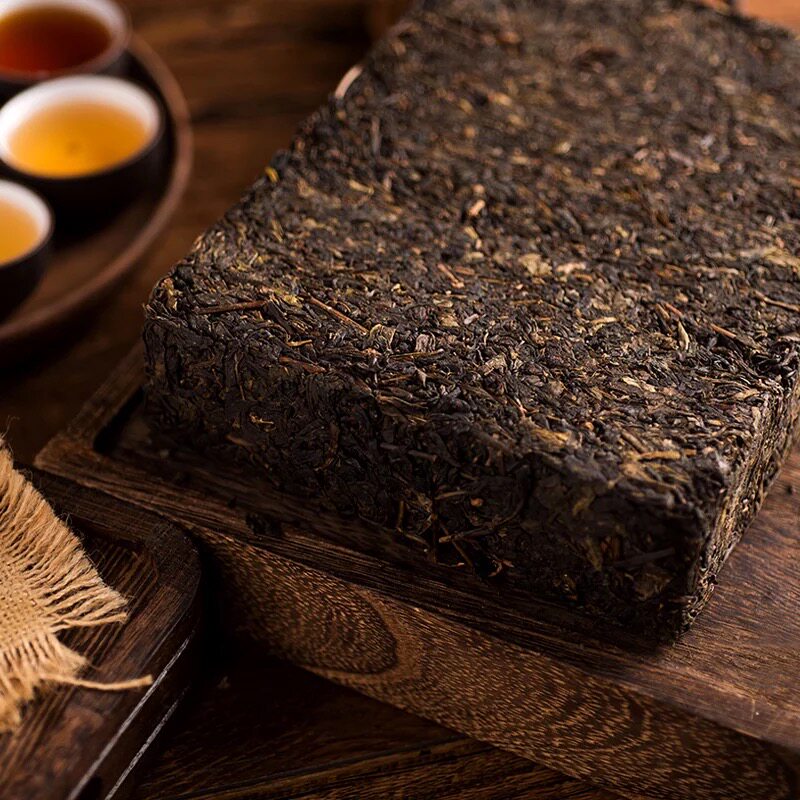 湖南安化黑茶正宗2015年久扬金花手筑茯砖茶800g天子赐茯_虎窝淘