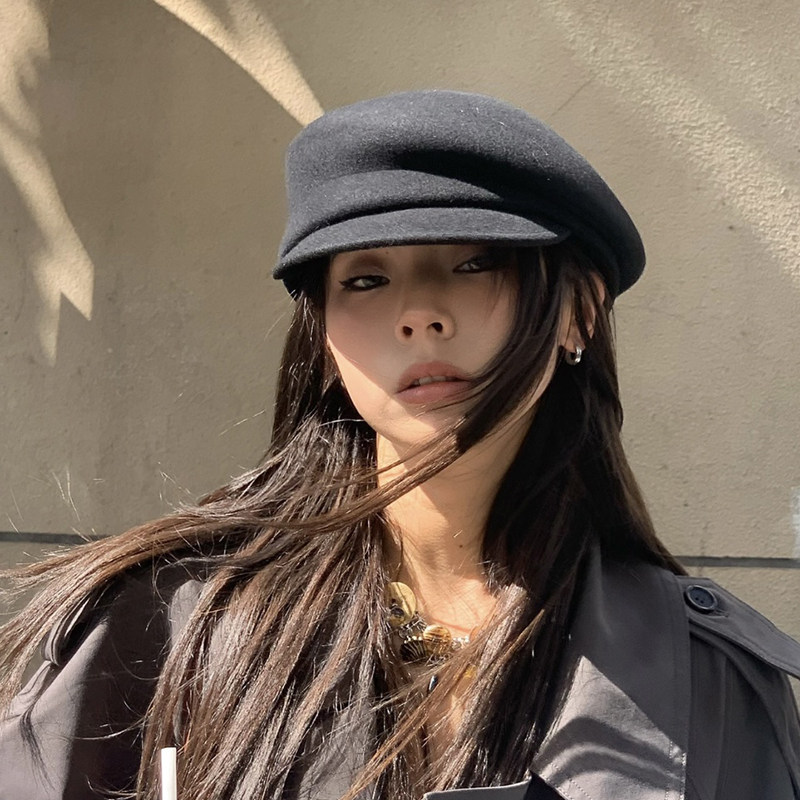 fever同款英伦风黑色小众贝雷帽子女秋冬显脸小羊毡帽毛呢画家帽,淘宝优惠券,粉丝福利购,淘宝优惠卷