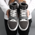 Tweak Twick mùa xuân và mùa thu giày nam khóa khóa dày vải thường giày da trang trí giày cao - Giay cao giày thể thao nam sneaker Giay cao