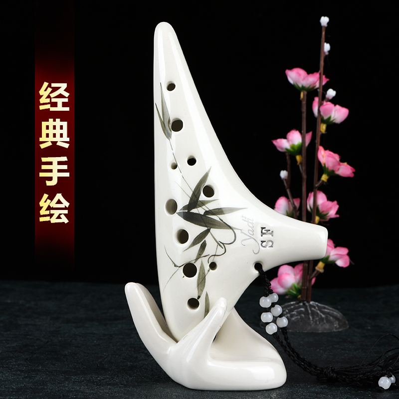雅的旗舰店【yadi/雅的】12孔SF陶笛 十二孔高音F调 专业手绘陶笛初学生乐器2