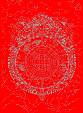 九宫八卦图线描稿 唐卡描金  DIY手绘自己画 镇宅安居 唐卡装饰画