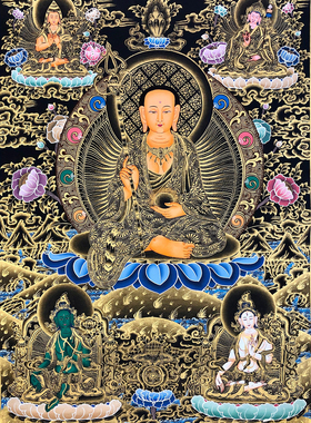 地藏王菩萨描金唐卡|静心减压|佛像涂色线稿|DIY手绘填色装饰画