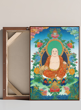 大肚弥勒佛纯棉油画布唐卡描金