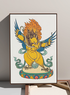 diy高清图大鹏白描线稿金翅鸟