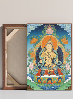 金刚萨埵纯棉油画布唐卡描金