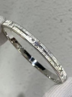 手工999纯银拉丝星芒手镯