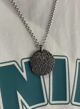 手工999纯银锤纹复古点金吊坠