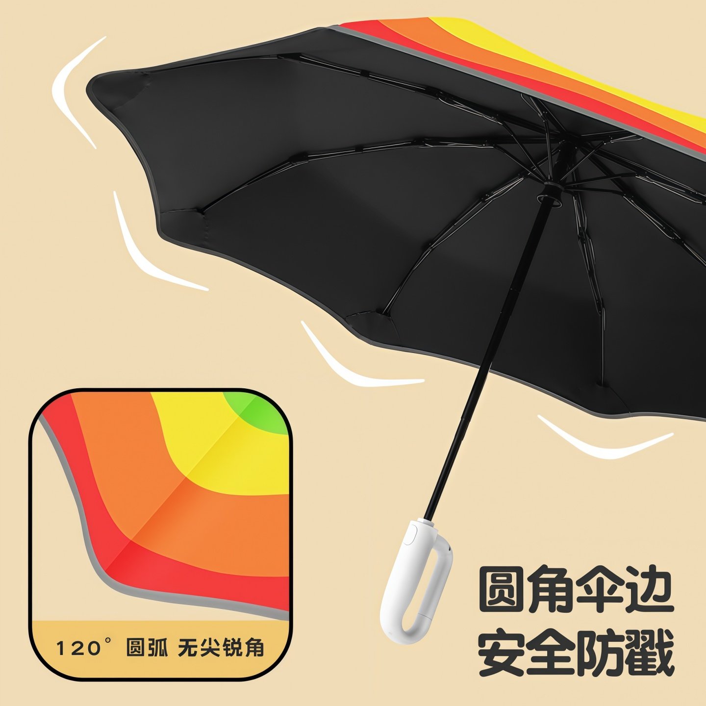 环扣全自动儿童雨伞男女孩小学生上学专用晴雨两用安全圆角折叠伞,淘宝优惠券,粉丝福利购,淘宝优惠卷