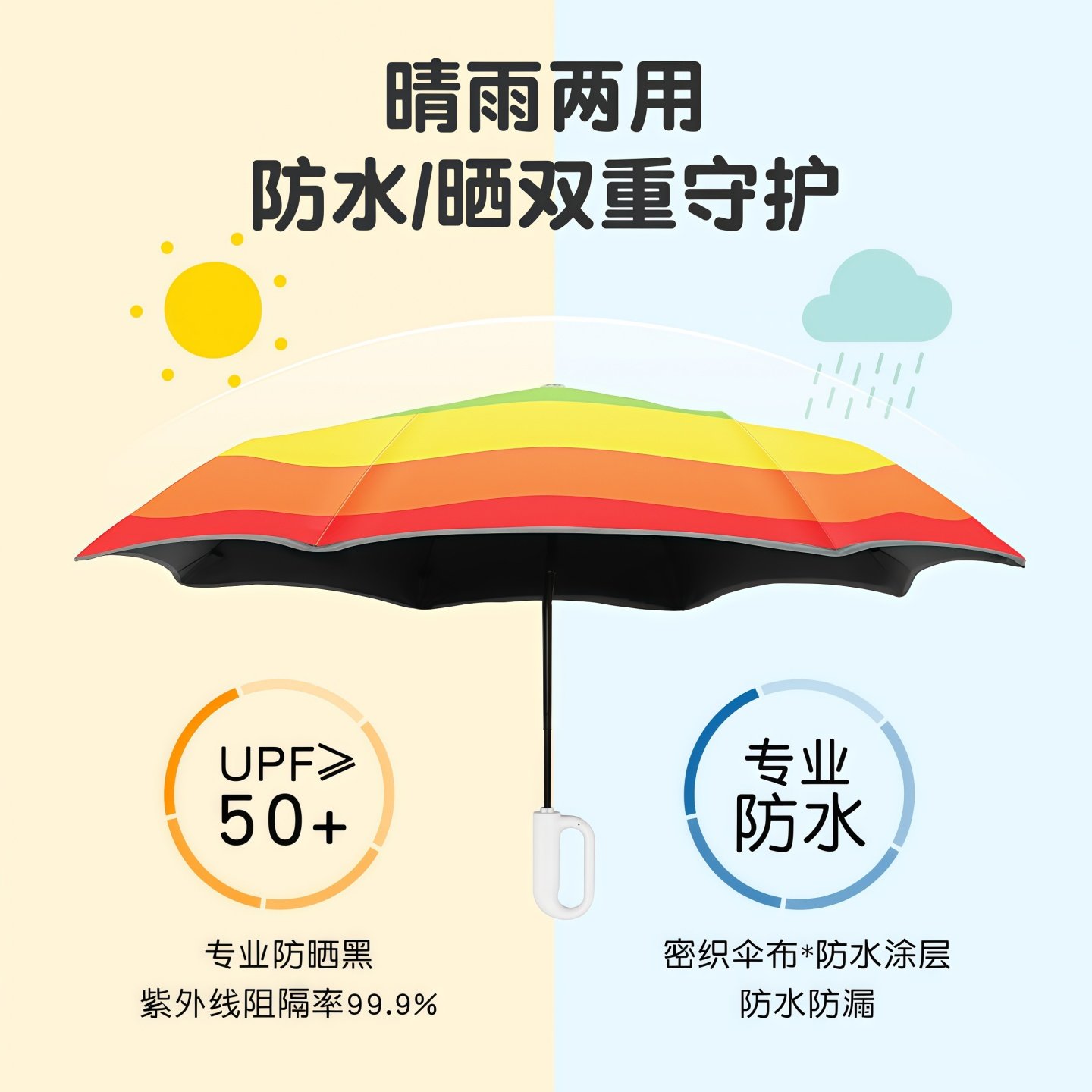 环扣全自动儿童雨伞男女孩小学生上学专用晴雨两用安全圆角折叠伞,淘宝优惠券,粉丝福利购,淘宝优惠卷