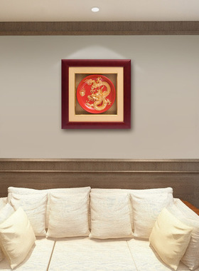 实木漆线雕民族风陶瓷金箔工艺品