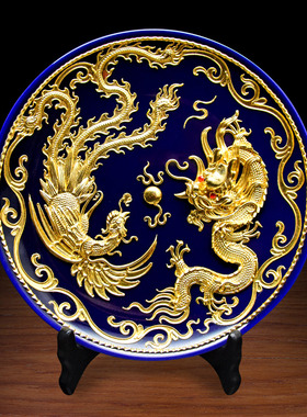 龙凤厦门漆线雕金箔摆件客厅装饰