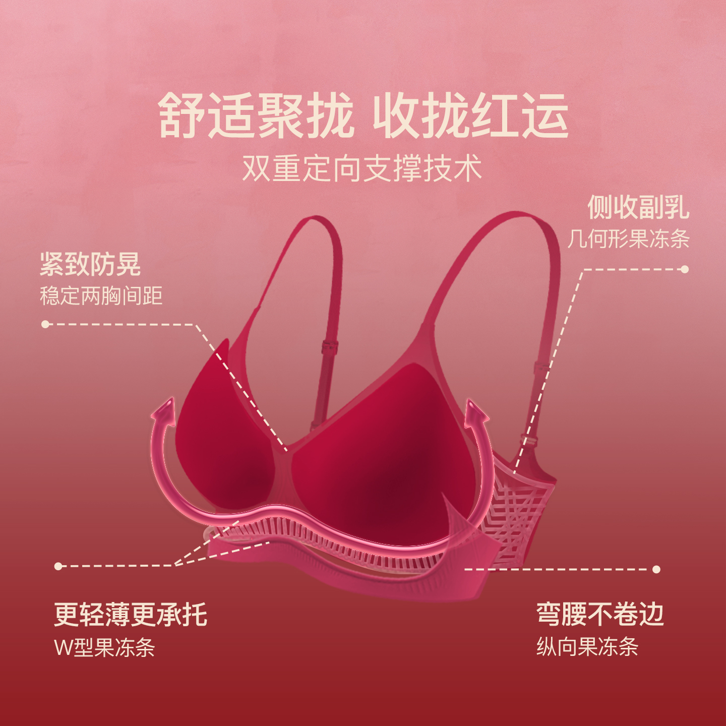 虞书欣同款ubras本命年内衣红色无痕礼盒节日婚礼文胸胸罩女