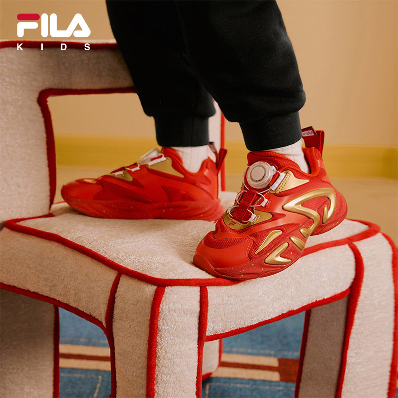 FILA斐乐童鞋儿童红色鞋子2025年冬季新款运动鞋小童新年款跑步鞋,淘宝优惠券,粉丝福利购,淘宝优惠卷