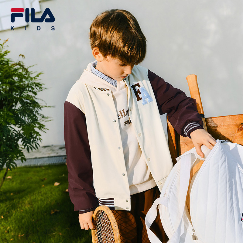 FILA children's clothing jacket 2026 spring new men's and large children's outdoor sports loose baseball uniforms