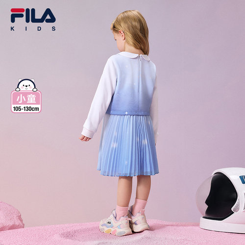 FILA斐乐儿童童装裙子2024春季新款小童女童休闲运动针织连衣裙潮 - 图0