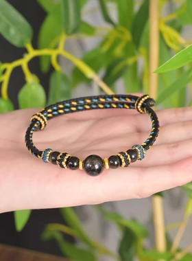 黑曜石手工精编八股手绳