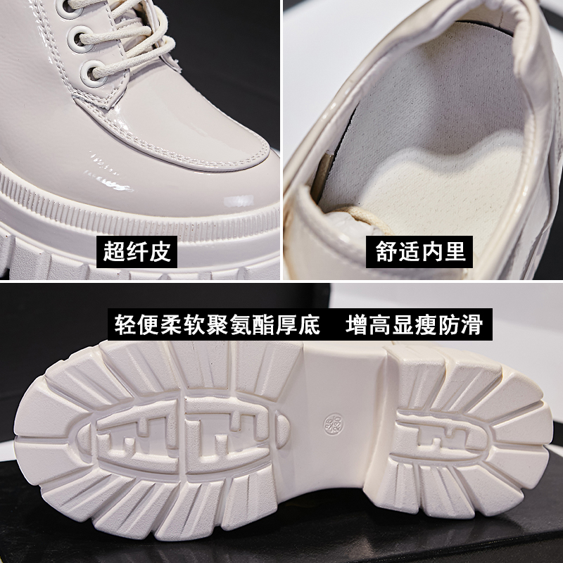 娇芷旗舰店内增高女鞋子女春秋新款百搭厚底松糕单鞋网红高跟英伦小皮鞋2