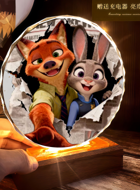 疯狂动物城灯光画小夜灯客厅卧室装饰画桌搭礼物摆件送礼物送朋友