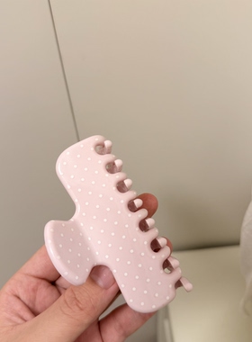 韩货高品质~奶油色波点抓夹！可爱miu系醋酸鲨鱼夹百搭发夹发饰