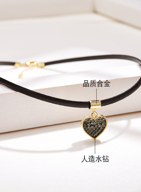 脖子颈链饰品黑色锁骨链项圈女夏吊坠2025年新款装饰项链颈带配饰