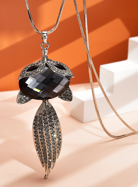 狐狸吊坠毛衣链女项链高档韩国