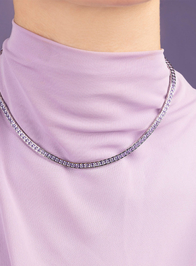 [杨紫同款]APM Monaco银白Lavande Lumière密镶项圈项链淡紫新品