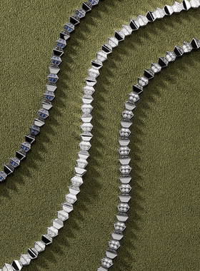 APM Monaco海军蓝Up and Down手链深灰撞色手饰波浪几何圣诞礼物