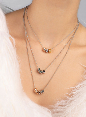 APM Monaco Love摩斯密码可调节项链毛衣链轻轻奢首饰圣诞礼物