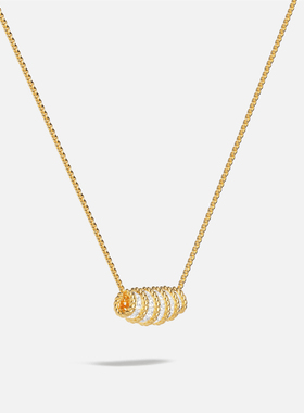 [春季新品]APM Monaco金黄色Torsade可调节项链扭纹不规则吊坠