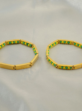 新款钛钢串珠手环小众独特设计气质搭配手链欧美跨境热销品手环